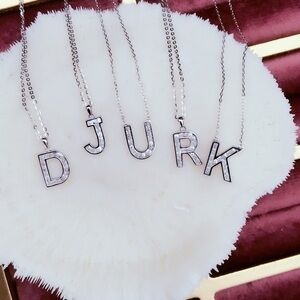 Sterling Sliver INITIAL NECKLACE - 4A grade Zircon necklace